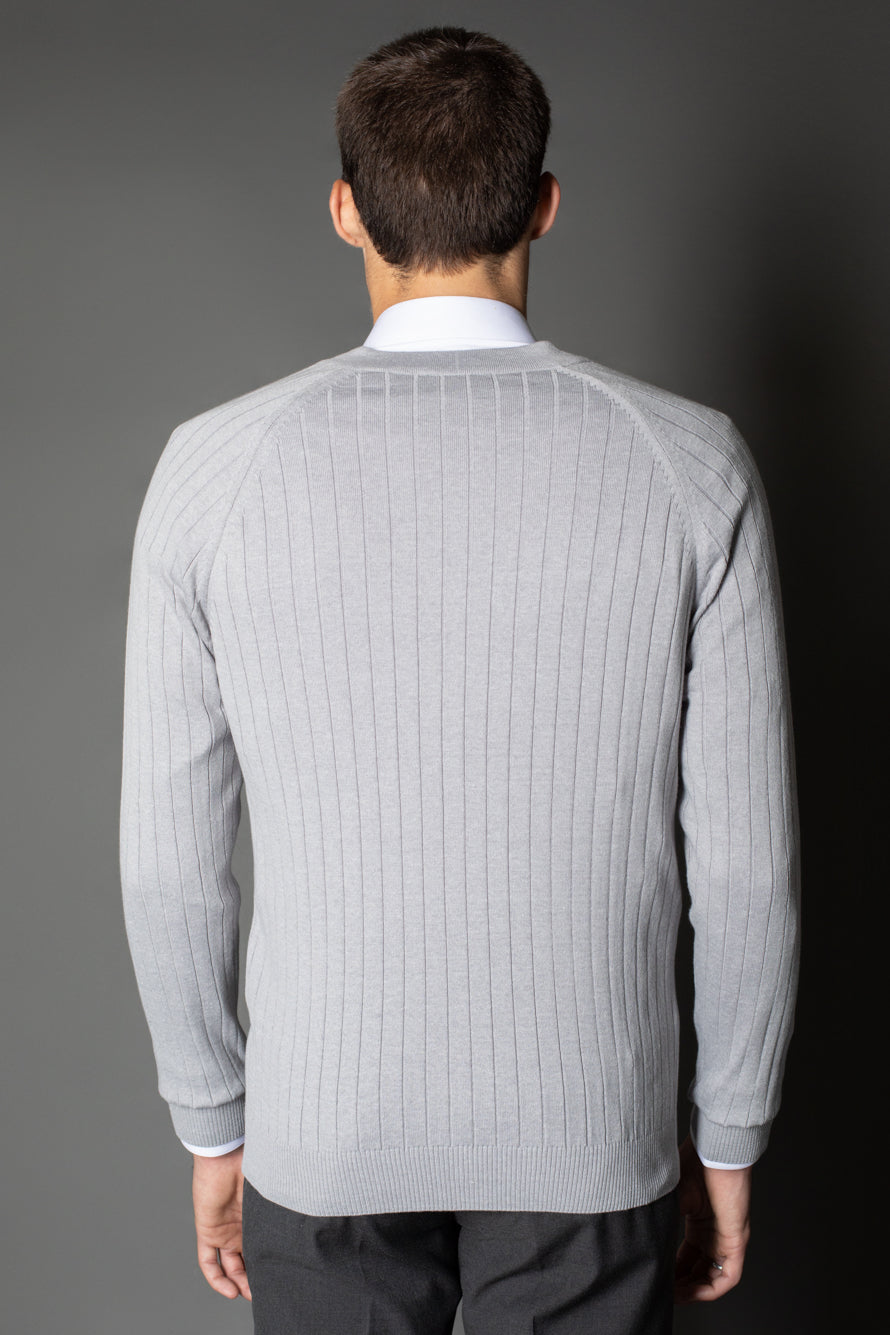 Malha Manga Longa Raglan Gola Xale - Cinza Claro