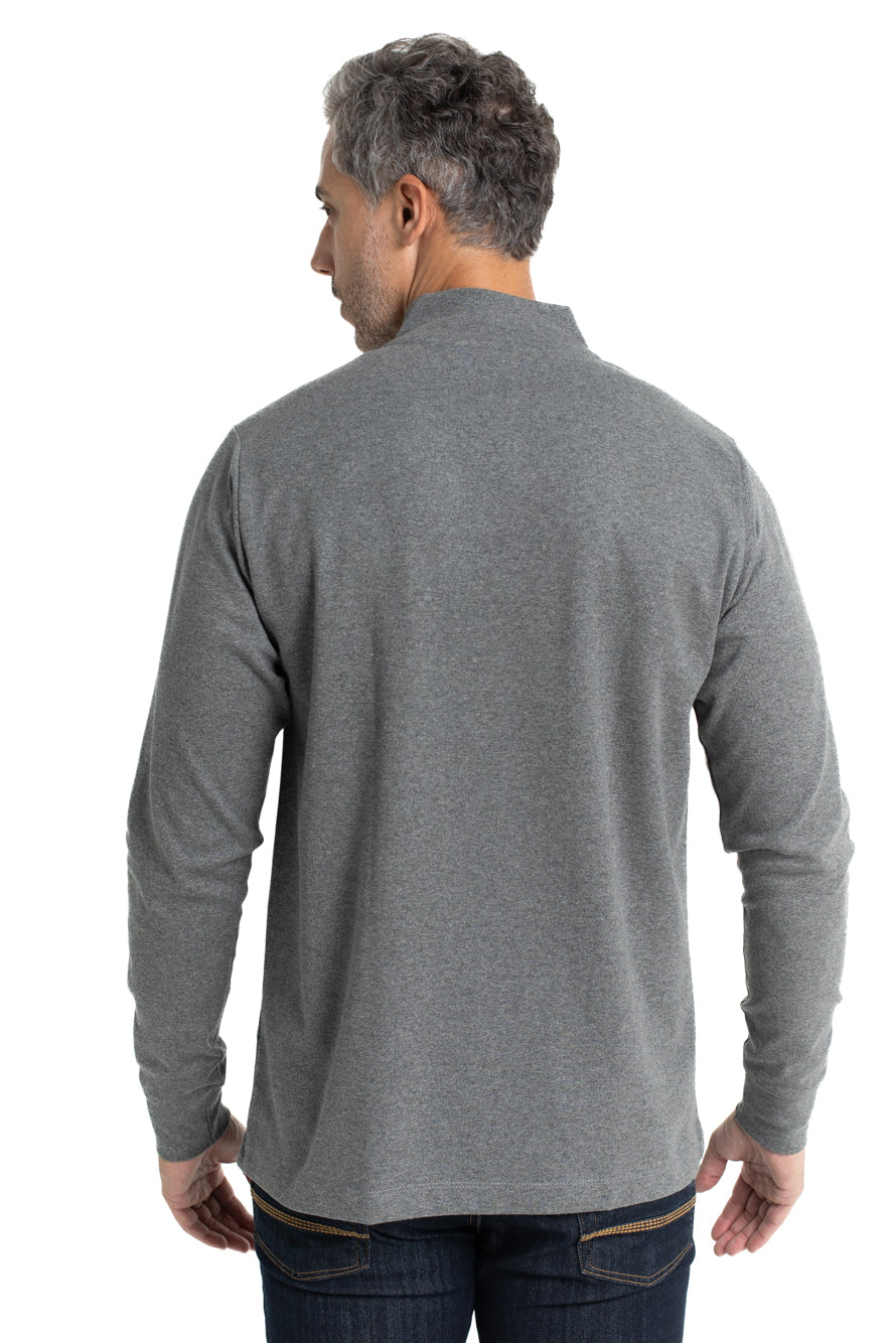 Blusa Malha Suedine Manga Longa Gola Alta - Mescla Grafite