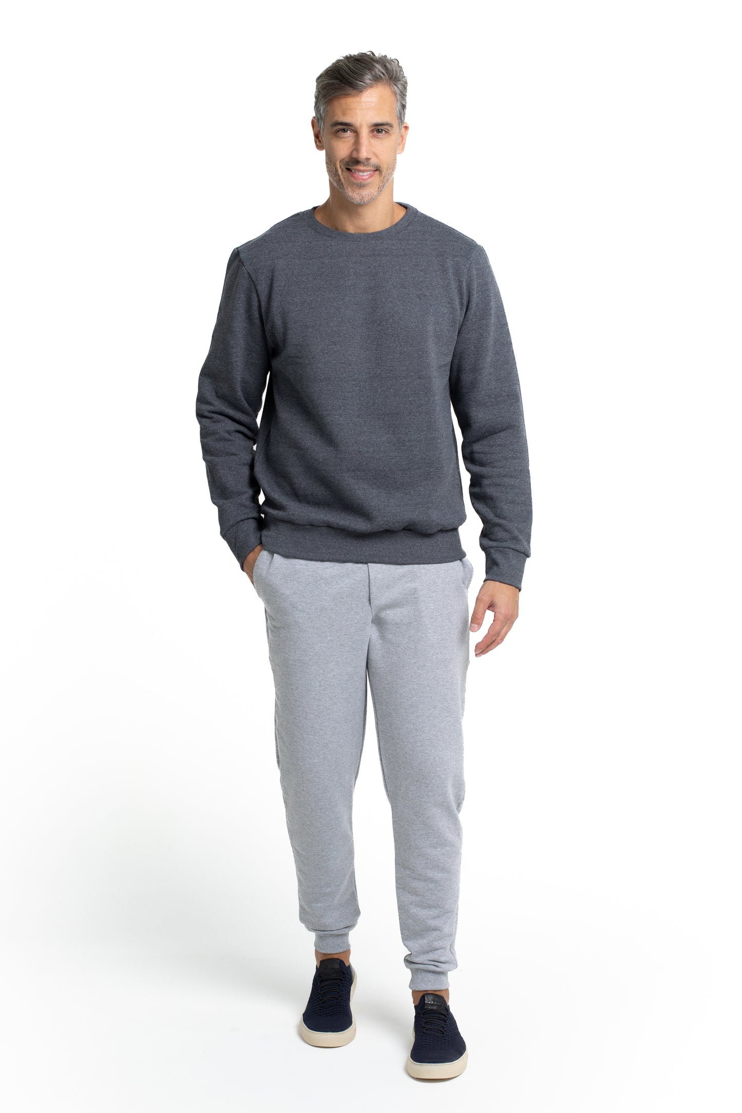 Moletom Gola Careca Básico - Mescla Grafite