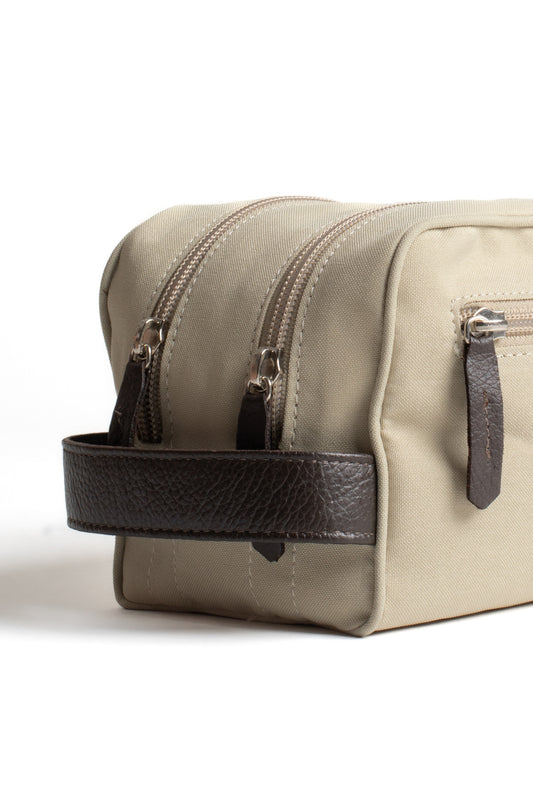 Necessaire Pendurar Lona/ Nylon 2 Zíperes - Khaki