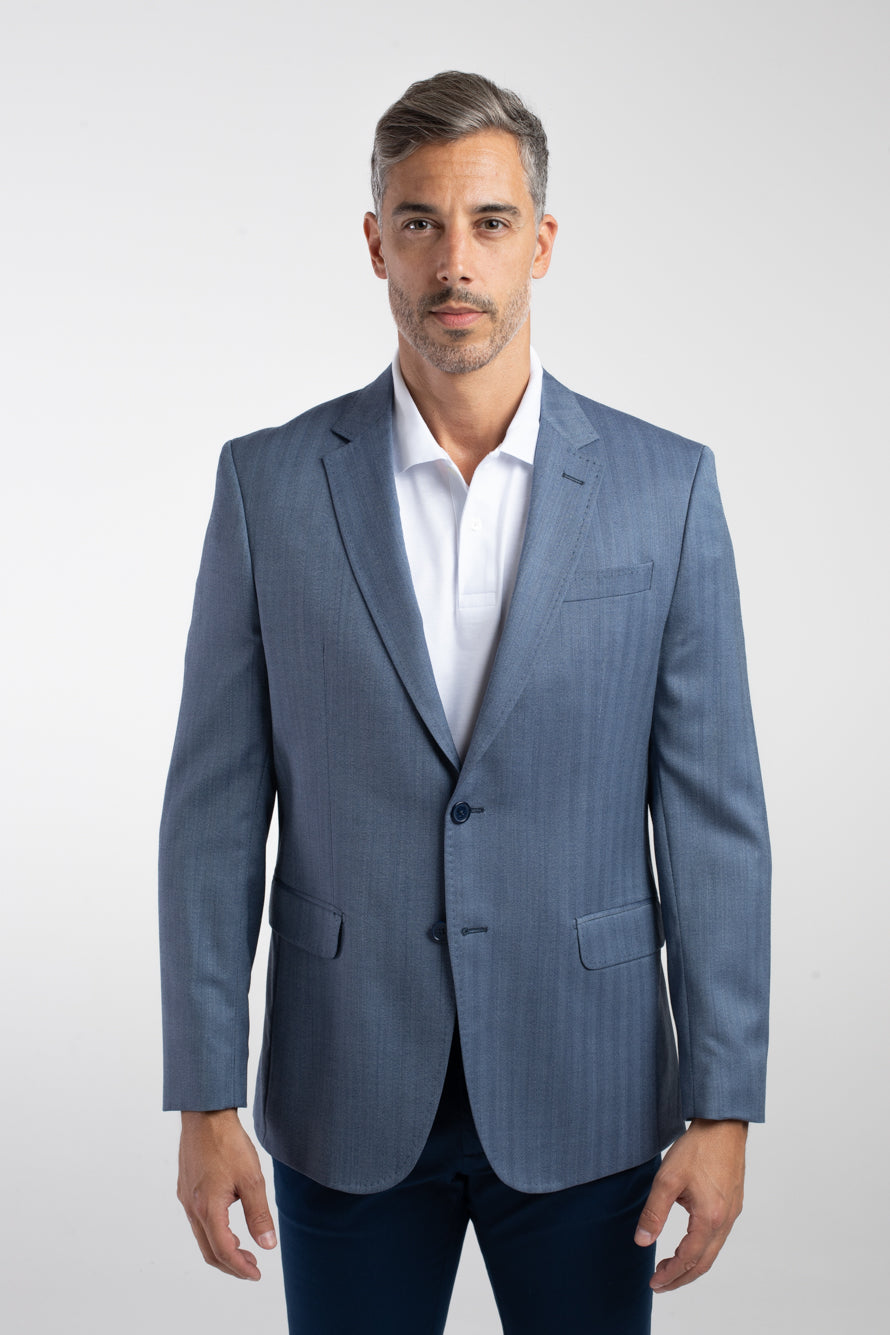 Paletó 2 Botões Maquinetado Lã Premium - Indigo