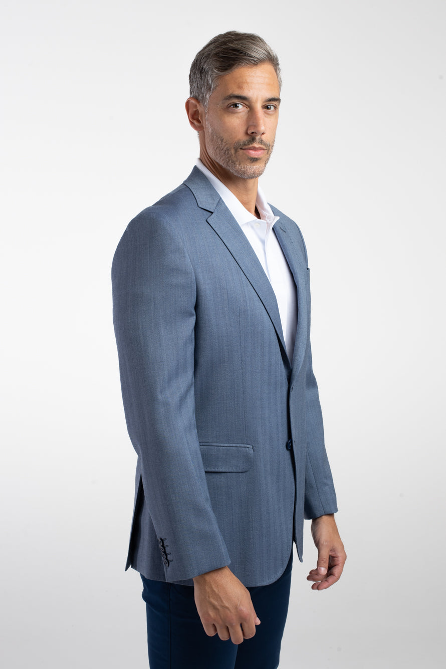 Paletó 2 Botões Maquinetado Lã Premium - Indigo