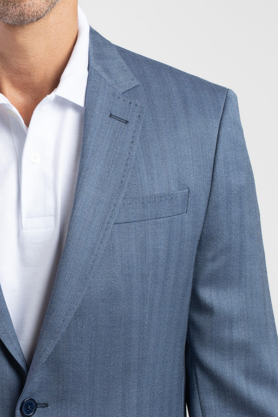 Paletó 2 Botões Maquinetado Lã Premium - Indigo