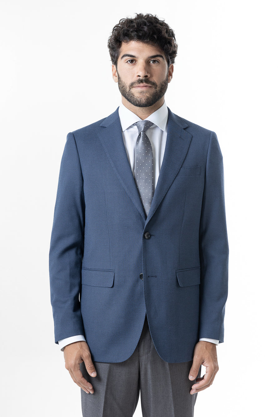 Paletó Slim Liso Poliviscose - Azul