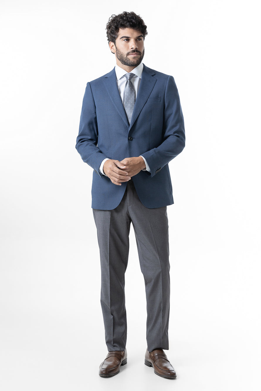 Paletó Slim Liso Poliviscose - Azul