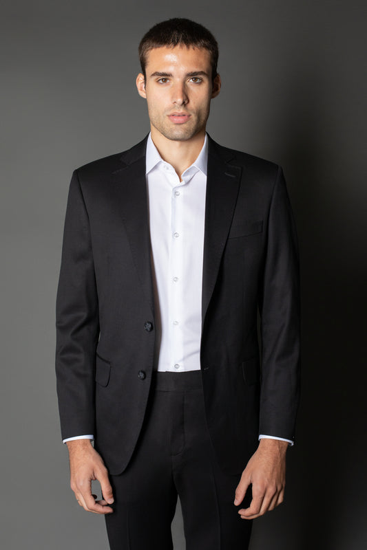 Paletó Com Forro Super 120 Liso Bolso Embutido - Preto