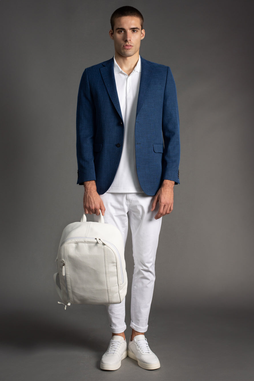 Paletó Meio Forro Slim Fant Bolso Embutido - Azul.