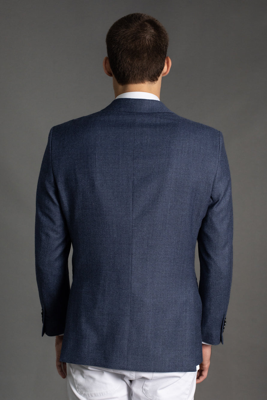 Paletó Linho Sem Forro Slim Bolso Embutido - Azul.
