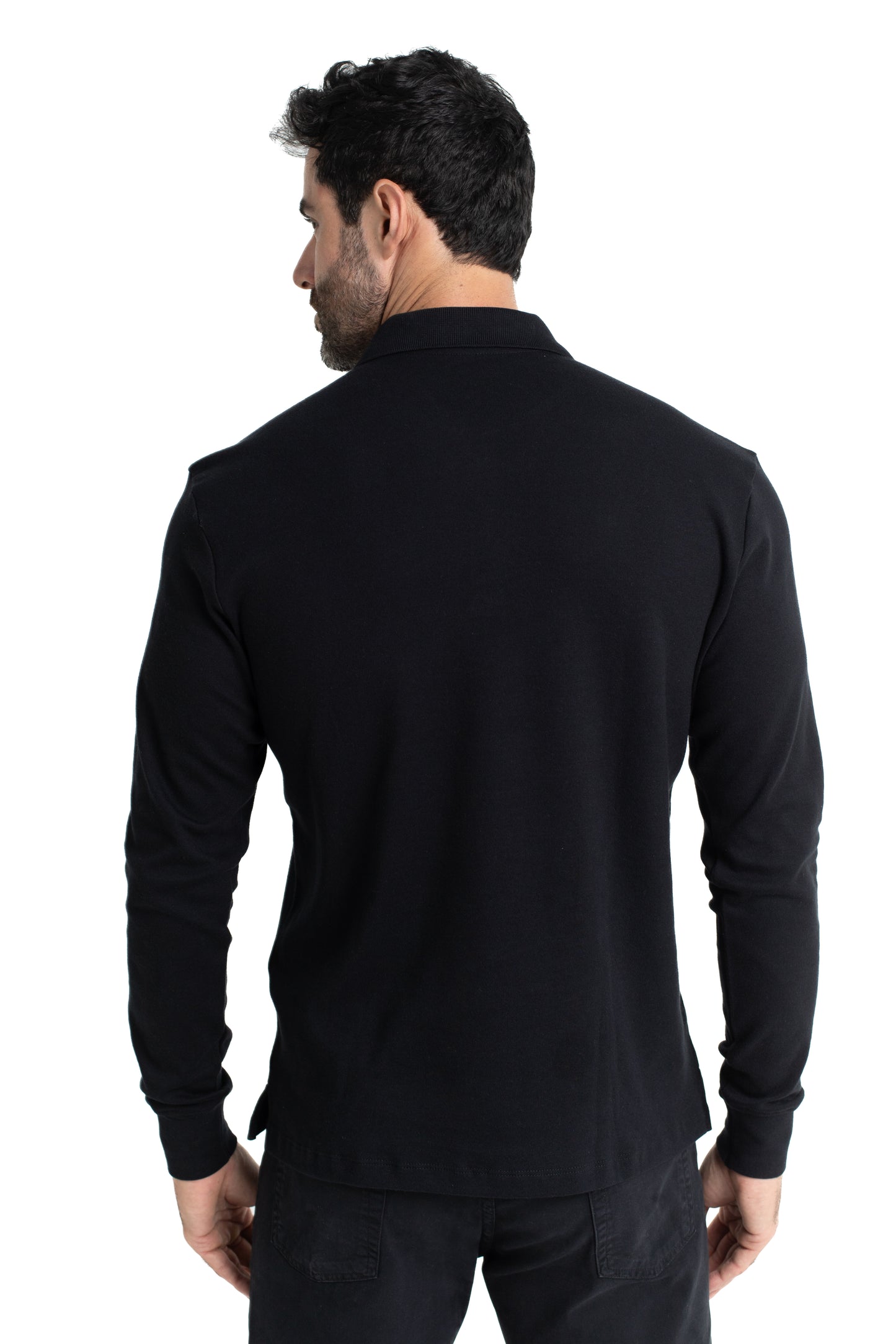 Polo Manga Longa Suedine - Preto