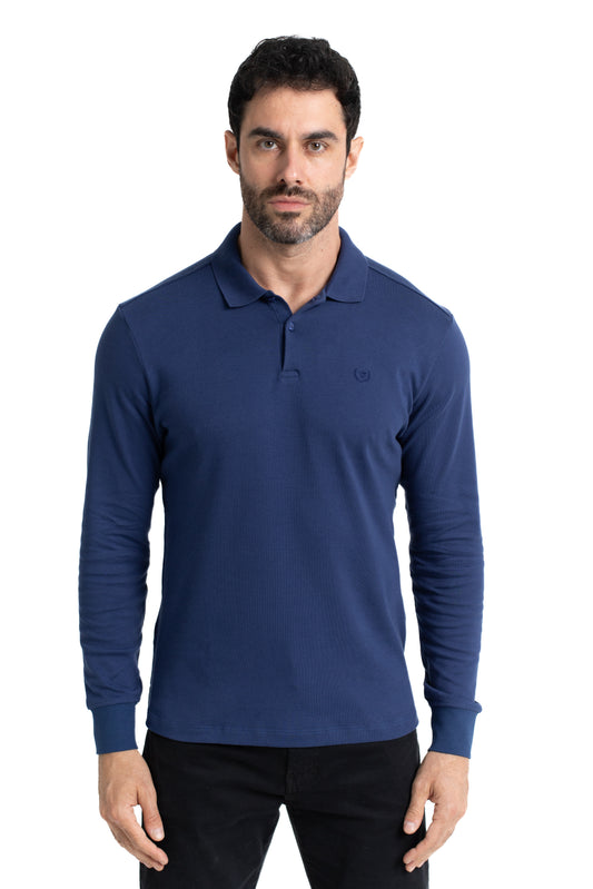 Polo Manga Longa Suedine - Royal