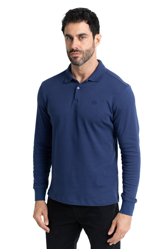 Polo Manga Longa Suedine - Royal