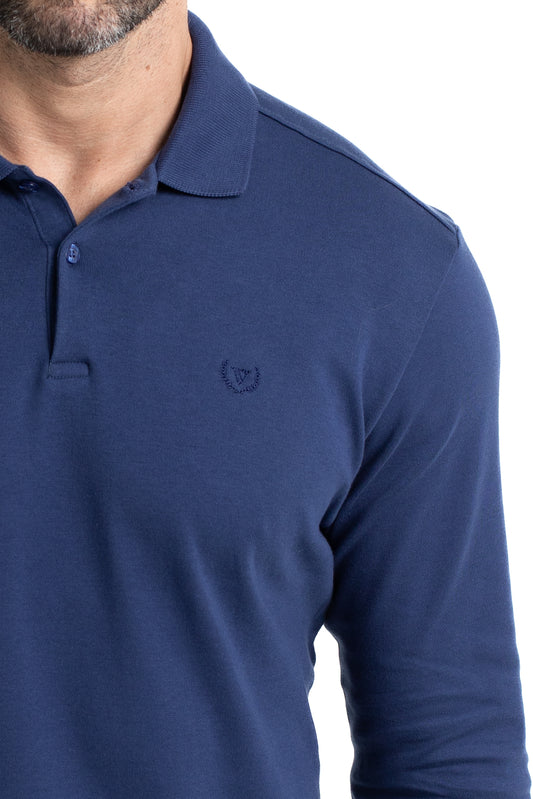Polo Manga Longa Suedine - Royal