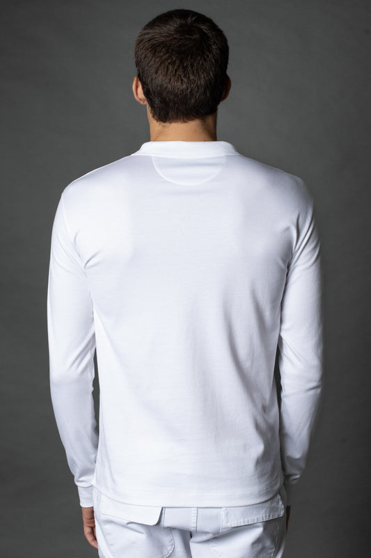 Polo Manga Longa Slim 3 Botoes Pima - Branco