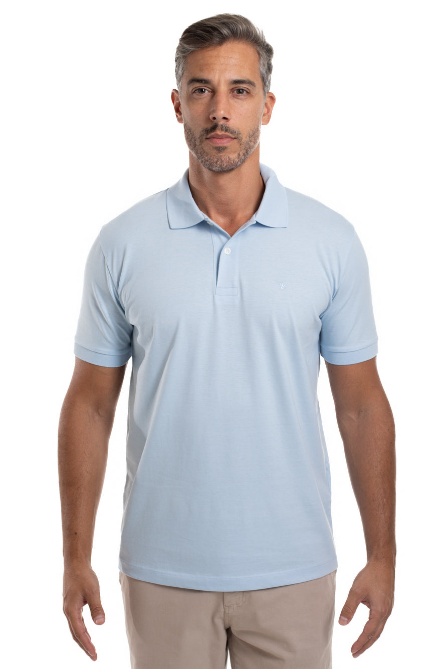 Polo Manga Curta Importada - Azul Celeste