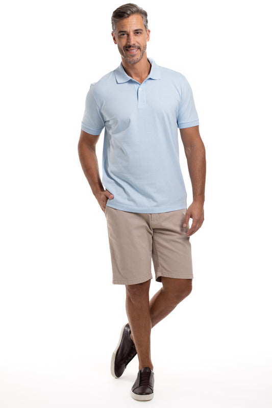 Polo Manga Curta Importada - Azul Celeste