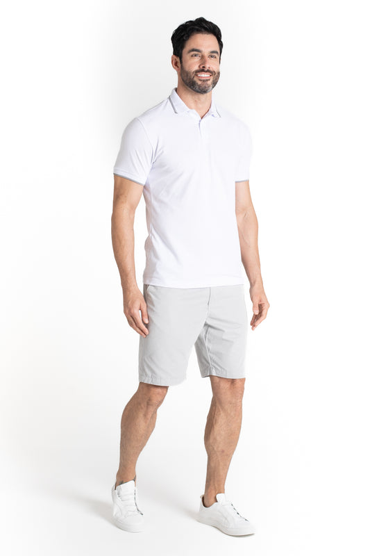 Polo Piquet Com Detalhe Gola - Branco