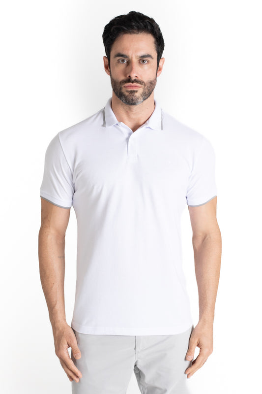 Polo Piquet Com Detalhe Gola - Branco