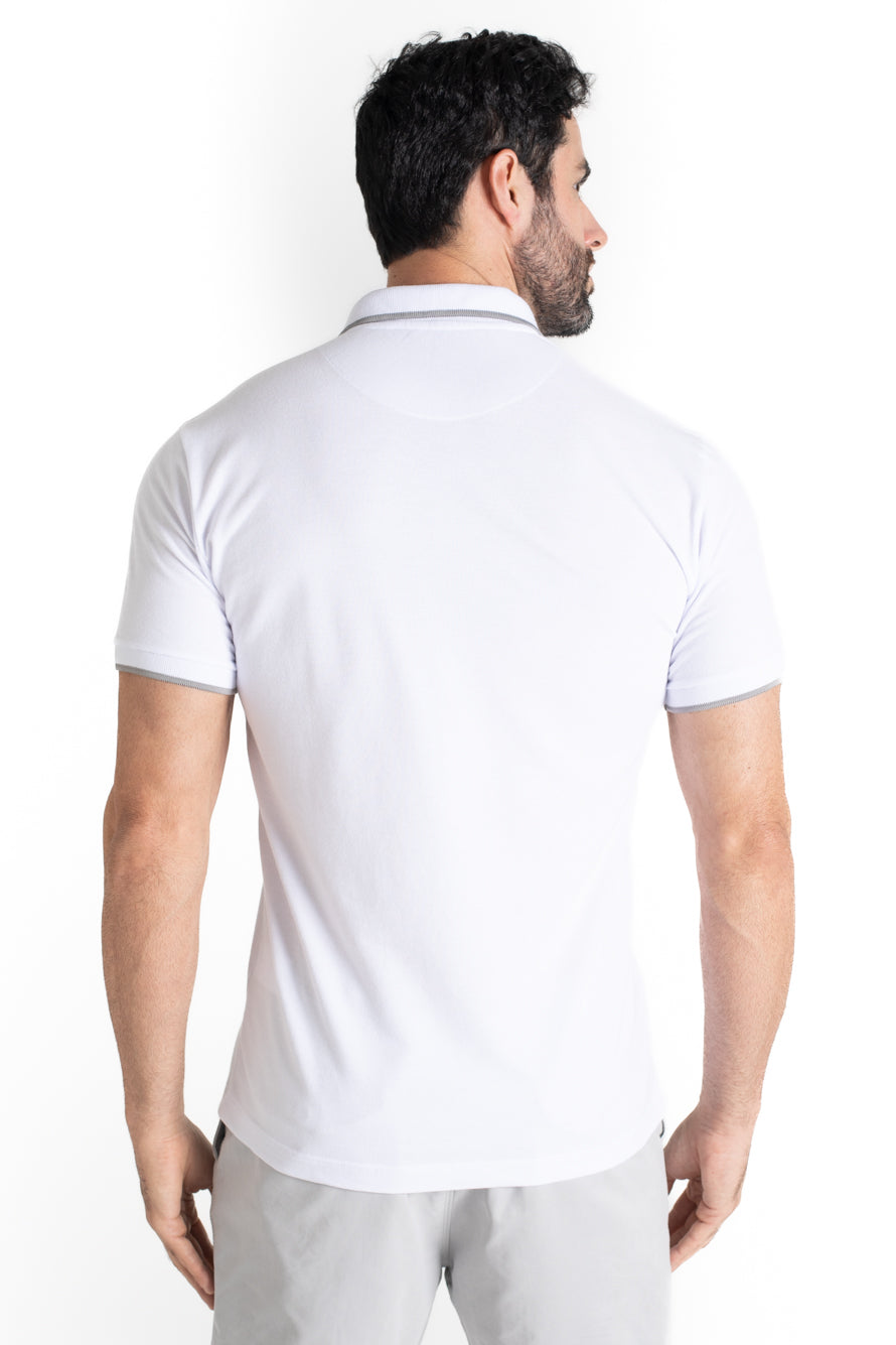 Polo Piquet Com Detalhe Gola - Branco