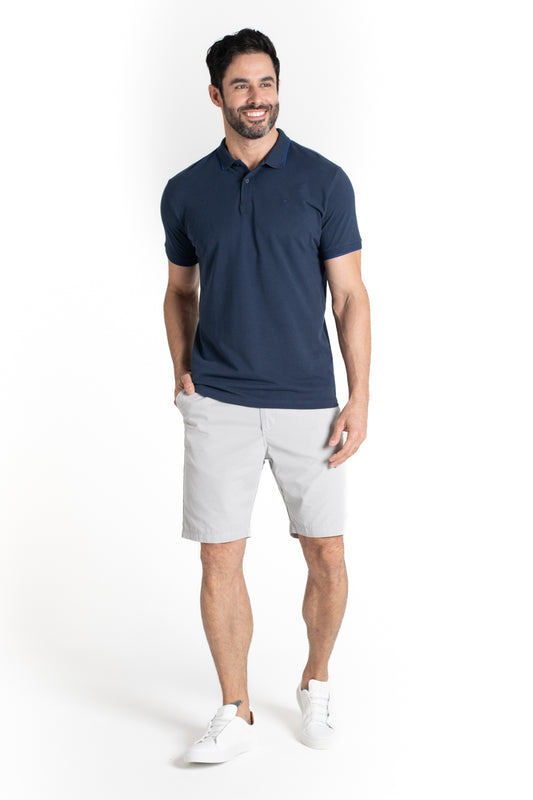 Polo Piquet Com Detalhe Gola - Marinho
