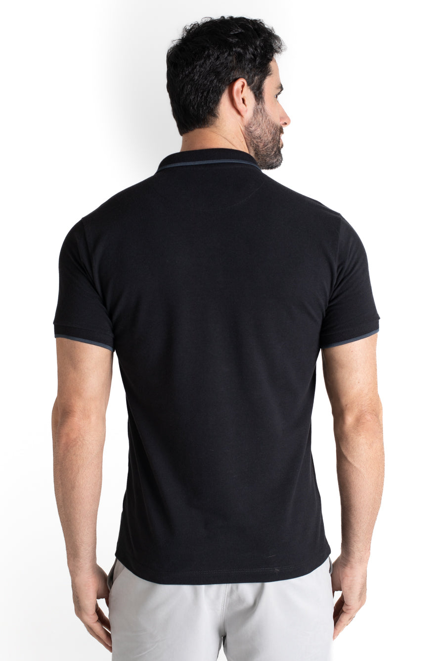 Polo Piquet Com Detalhe Gola - Preto