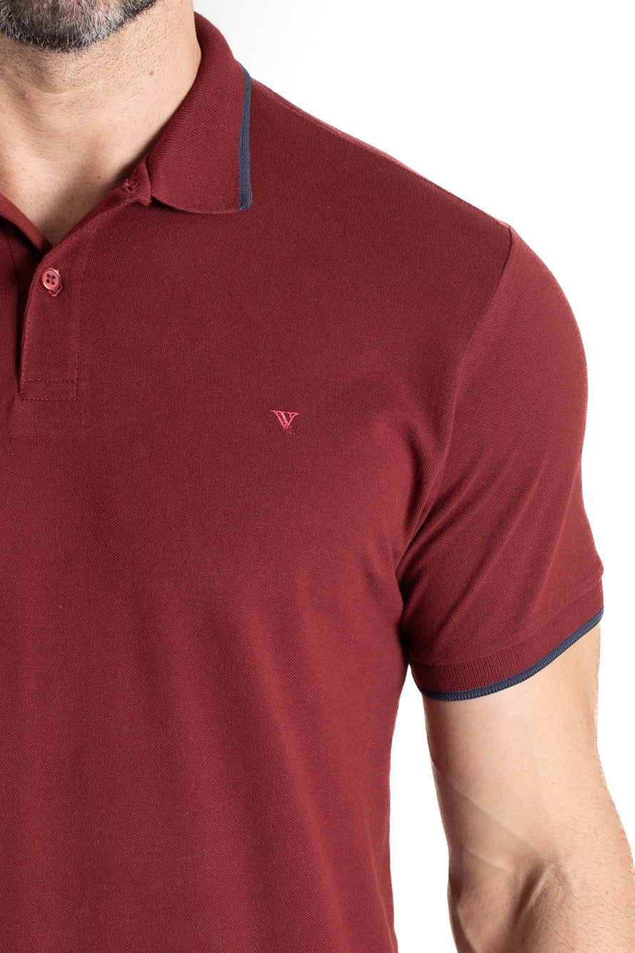 Polo Piquet Com Detalhe Gola - Vinho