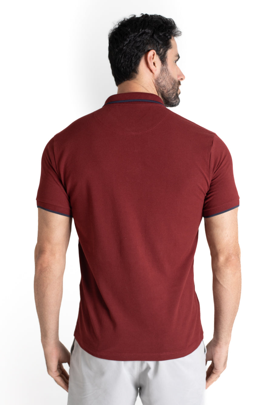 Polo Piquet Com Detalhe Gola - Vinho