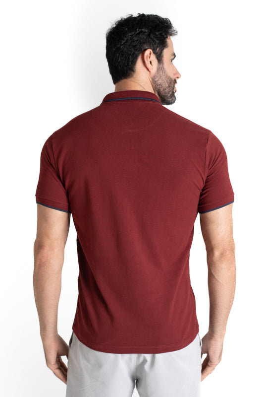 Polo Piquet Com Detalhe Gola - Vinho