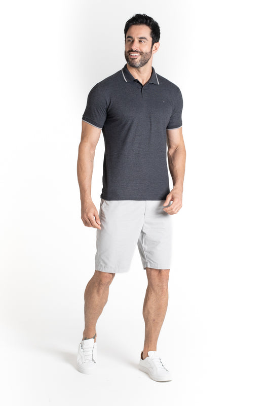 Polo Piquet Com Detalhe Gola - Mescla Grafite