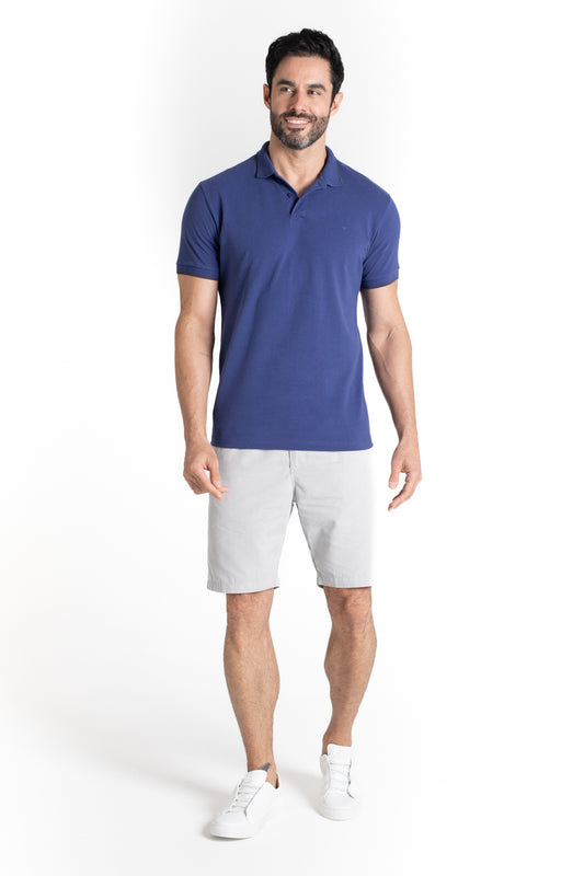 Polo Piquet Com Detalhe Gola - Azul Escuro