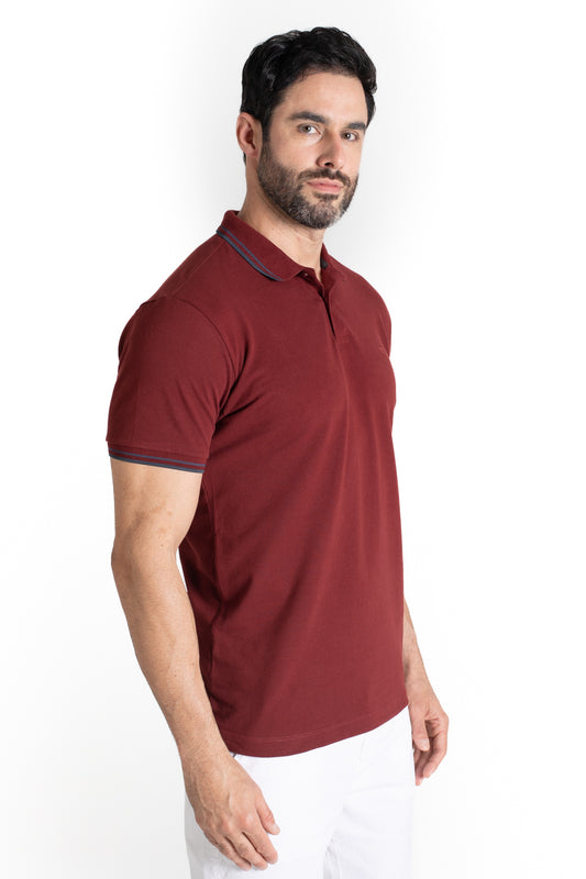 Polo Piquet Com Detalhe Gola - Vinho