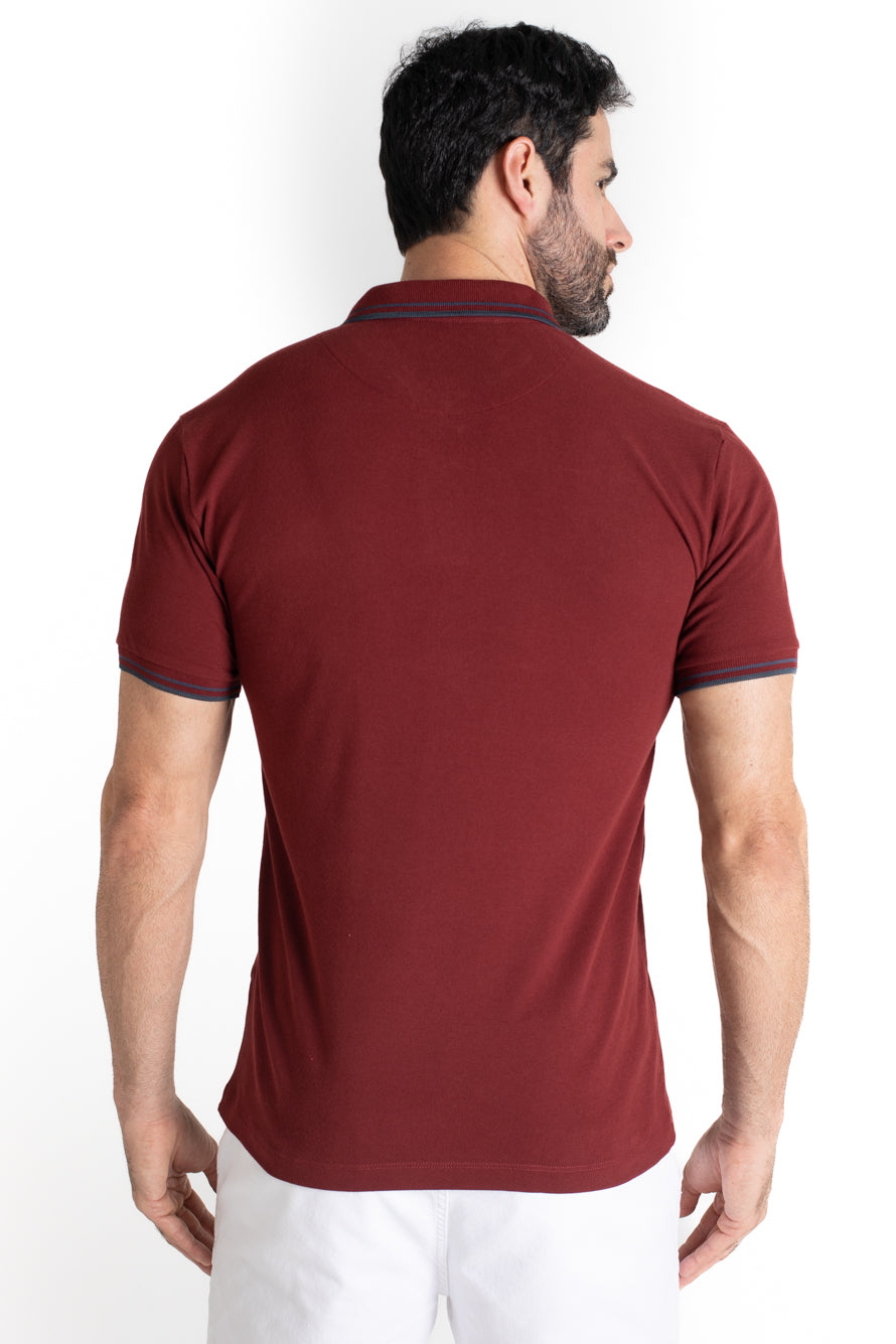 Polo Piquet Com Detalhe Gola - Vinho