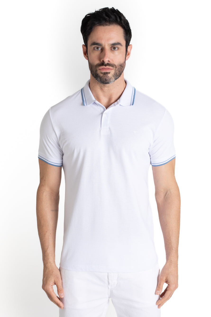Polo Piquet Com Detalhe Gola - Branco
