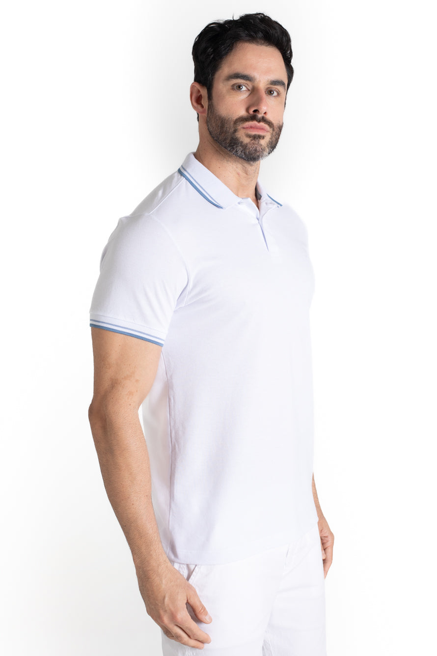 Polo Piquet Com Detalhe Gola - Branco