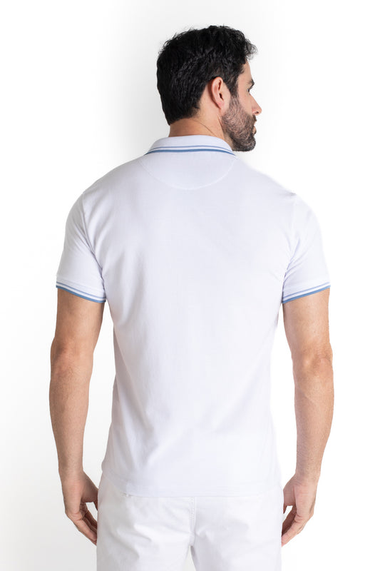 Polo Piquet Com Detalhe Gola - Branco