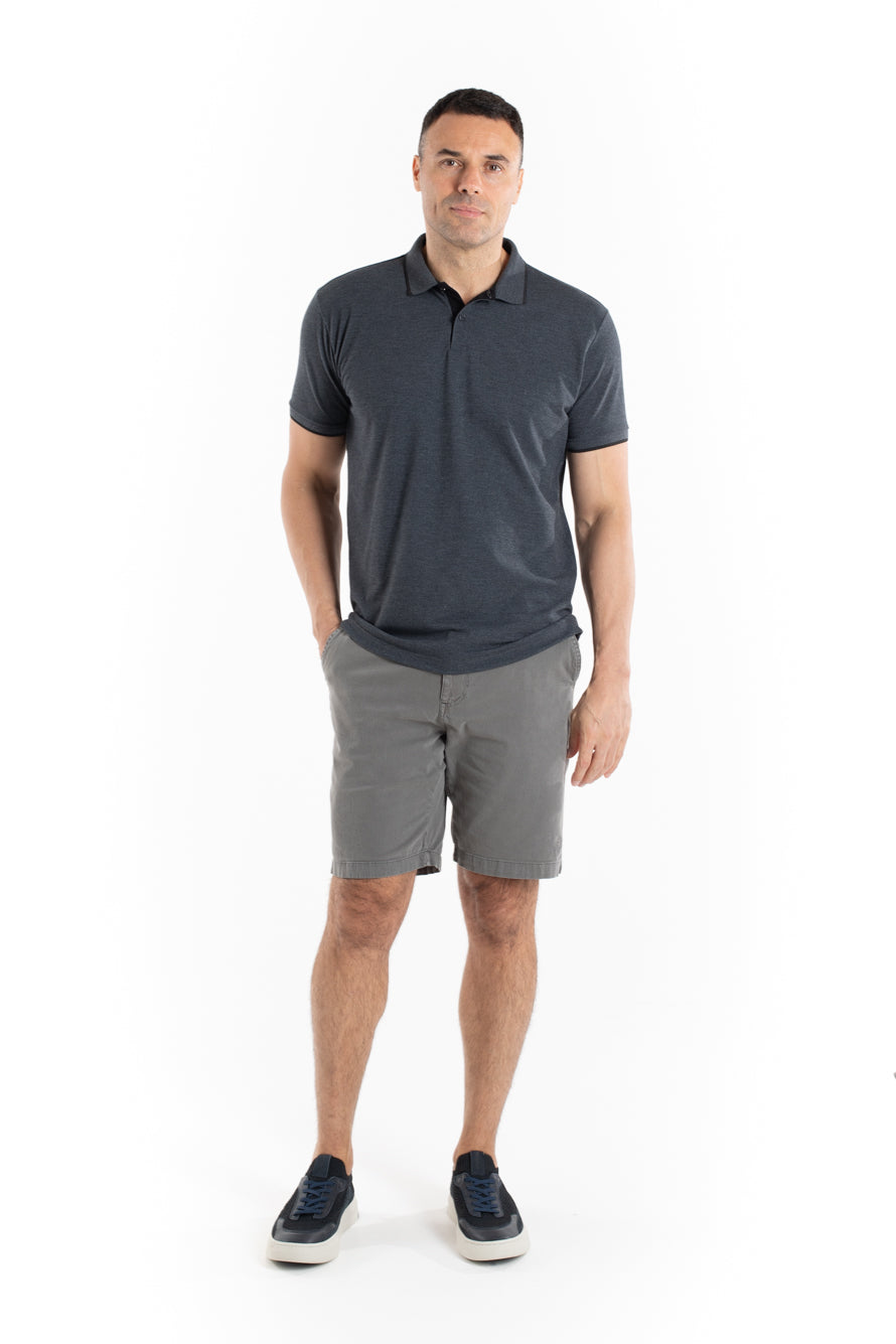 Polo Piquet Com Friso - Mescla Escuro