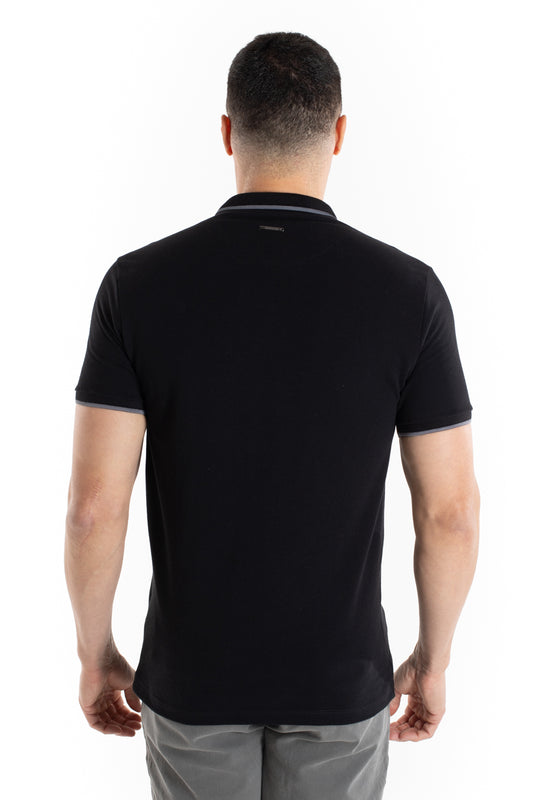 Polo Piquet Com Friso - Preto