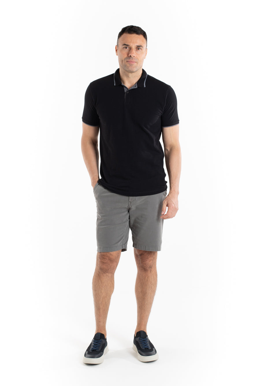 Polo Piquet Com Friso - Preto