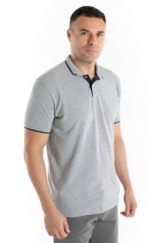 Polo Piquet Com Friso - Mescla Claro