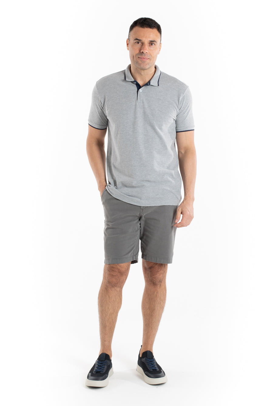 Polo Piquet Com Friso - Mescla Claro