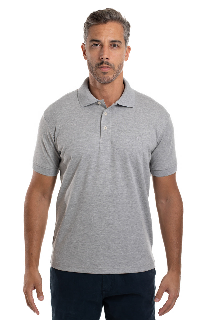 Polo Lisa Algodão Peruano - Cinza Mescla