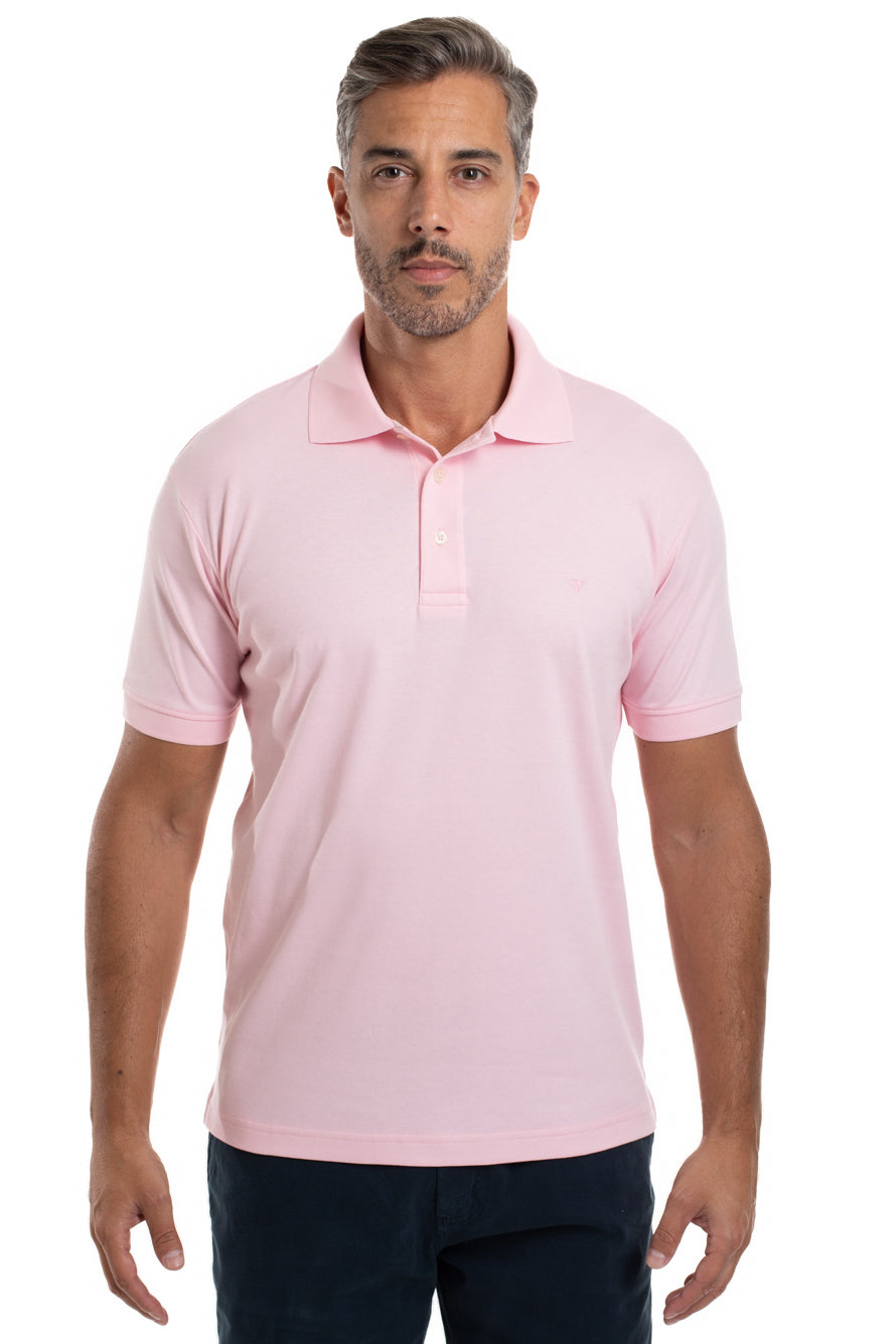 Polo Lisa Algodão Peruano - Rosa Claro