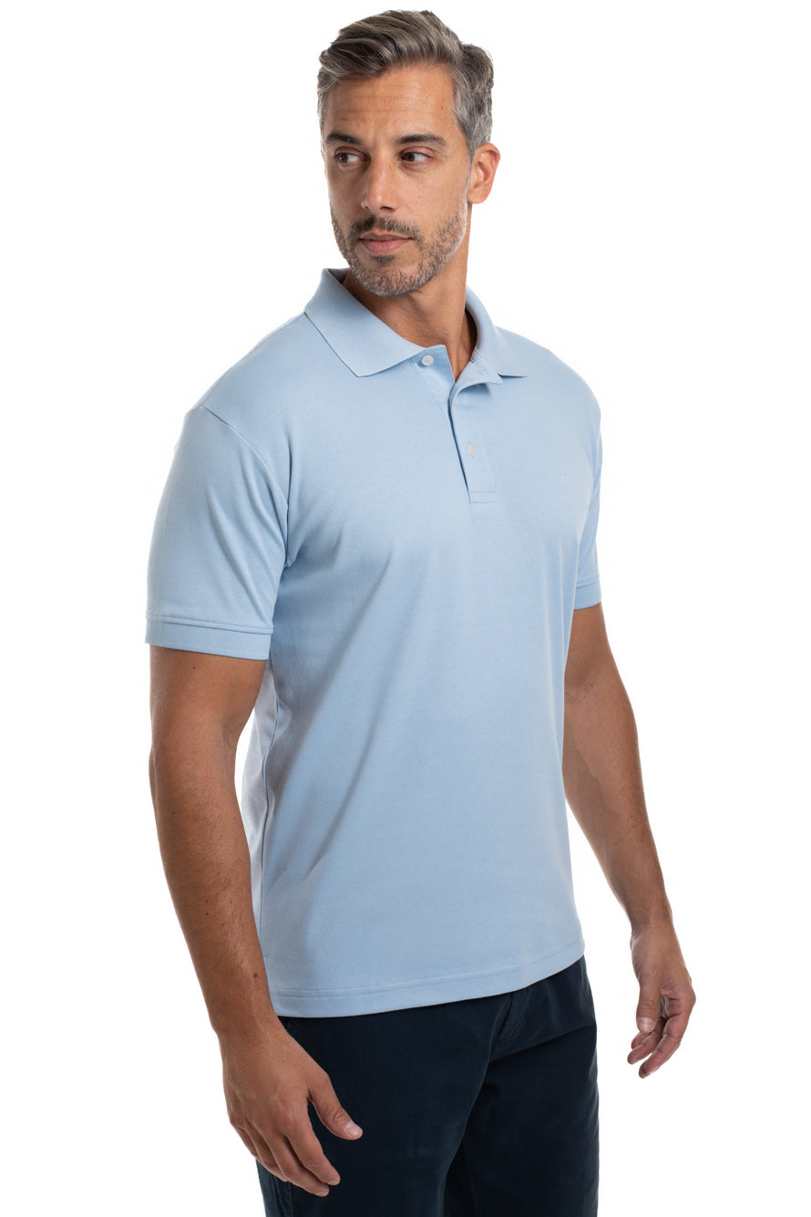 Polo Lisa Algodão Peruano - Azul Claro