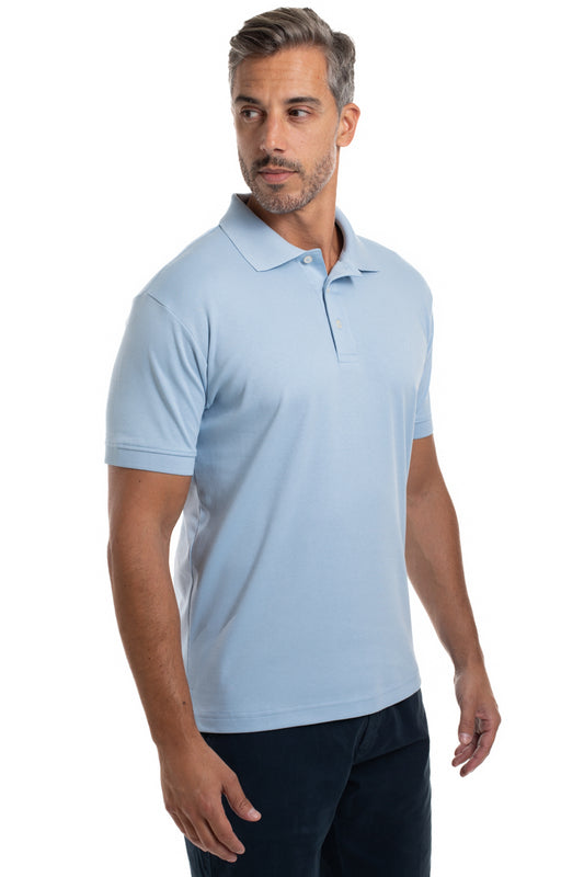 Polo Lisa Algodão Peruano - Azul Claro