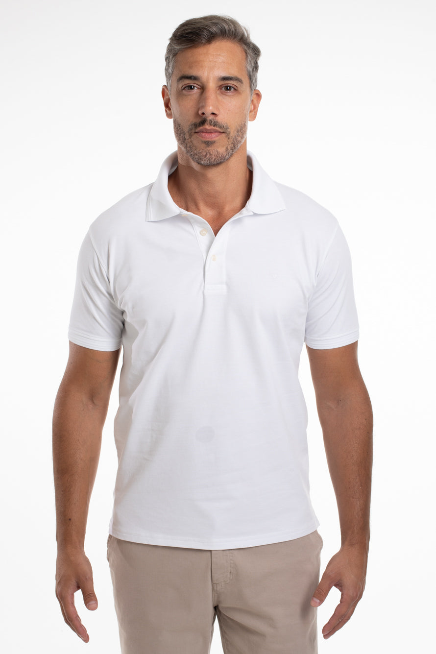 Polo Manga Curta Piquet Importada - Branco