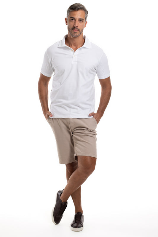 Polo Manga Curta Piquet Importada - Branco