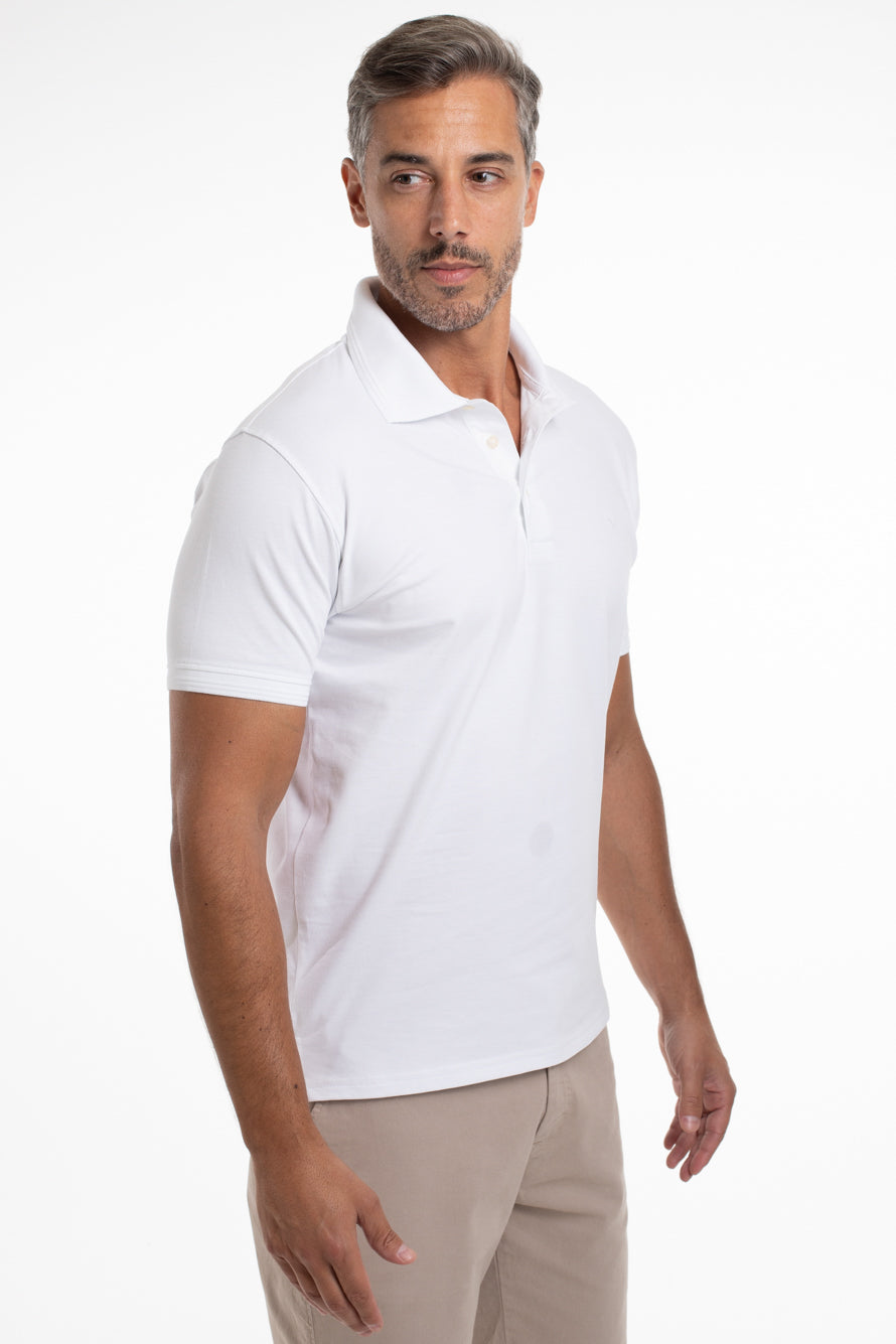 Polo Manga Curta Piquet Importada - Branco