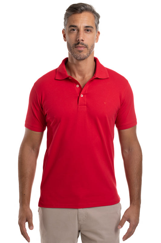 Polo Manga Curta Piquet Importada - Vermelho