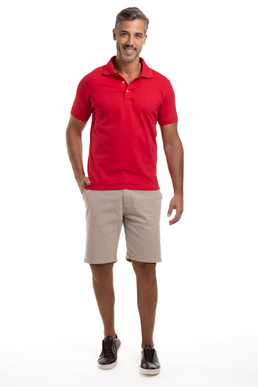 Polo Manga Curta Piquet Importada - Vermelho