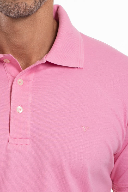 Polo Manga Curta Piquet Importada - Rosa
