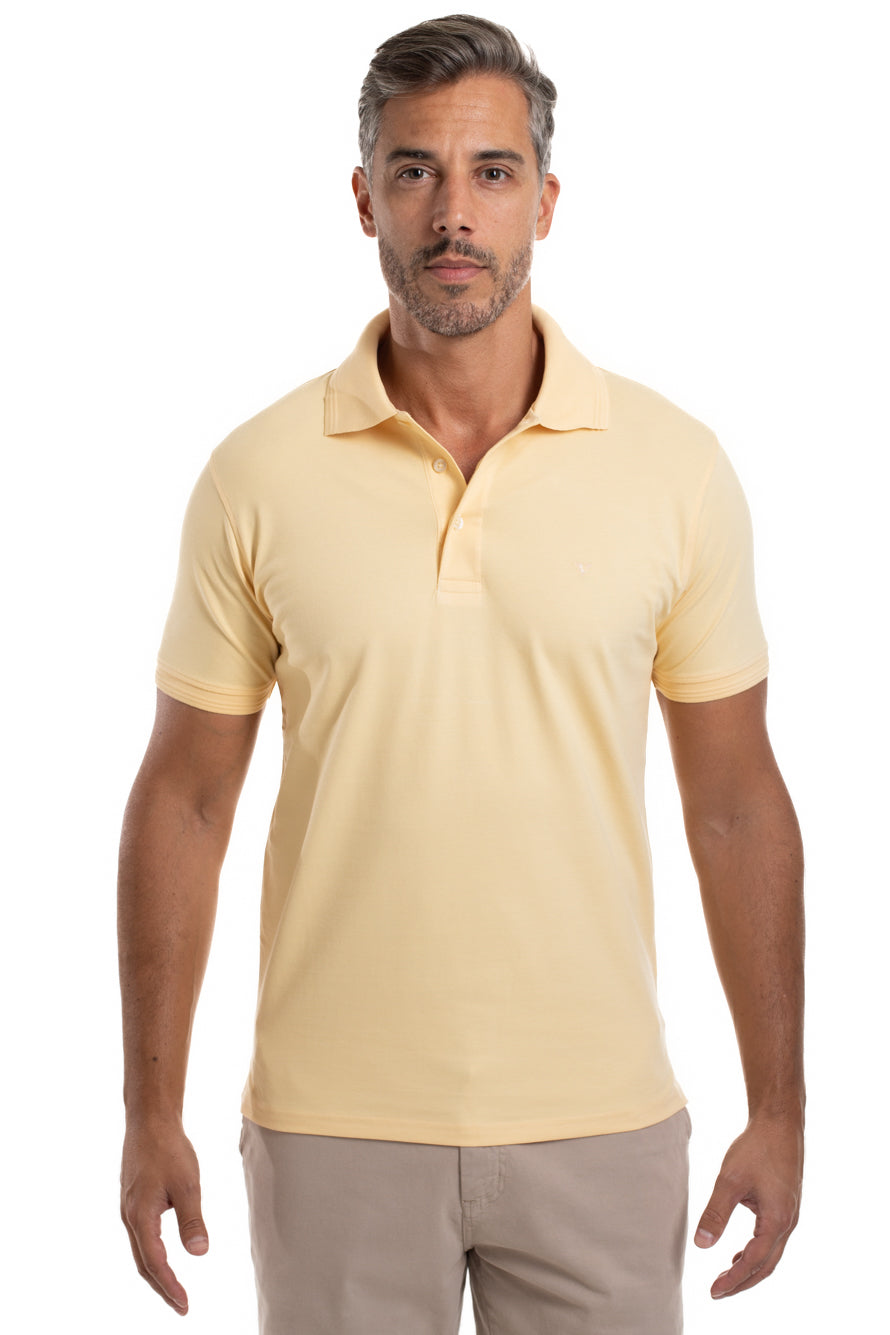 Polo Manga Curta Piquet Importada - Amarelo Claro